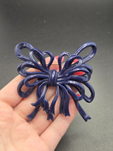 Load image into Gallery viewer, 1940s Navy Blue Huge Celluloid Bow Brooch
