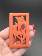 Load image into Gallery viewer, 1940s Coral Pink Carved Galalith Flower Brooch
