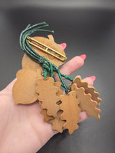 Load image into Gallery viewer, 1940s HUGE RARE Painted Wood Leaf and Acorn Brooch
