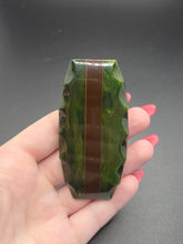 Load image into Gallery viewer, 1940s Green and Brown Marbled Bakelite Laminated Brooch
