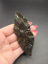 Load image into Gallery viewer, 1940s Carved Blue Moon Bakelite Brooch
