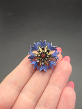Load image into Gallery viewer, 1940s Carved Alpine Blue Flower Brooch
