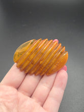Load image into Gallery viewer, 1940s Carved Bakelite Butterscotch Ribbed Brooch
