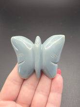 Load image into Gallery viewer, 1940s Pale Blue Galalith Butterfly Brooch
