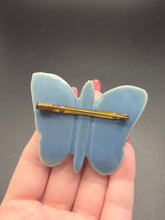 Load image into Gallery viewer, 1940s Pale Blue Galalith Butterfly Brooch
