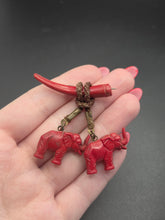 Load image into Gallery viewer, 1940s Red Celluloid Elephant Brooch

