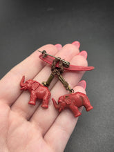 Load image into Gallery viewer, 1940s Red Celluloid Elephant Brooch
