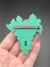Load image into Gallery viewer, 1940s Turquoise Celluloid Grapes Brooch
