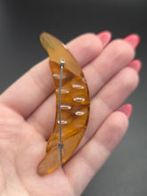 Load image into Gallery viewer, 1940s Apple Juice Bakelite Crescent Moon Paste Brooch

