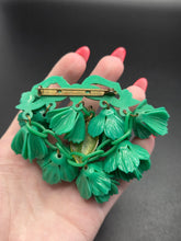 Load image into Gallery viewer, 1940s Huge Green Celluloid Dangly Leaf Brooch
