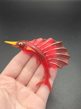 Load image into Gallery viewer, 1940s Huge Celluloid Red Swordfish Brooch
