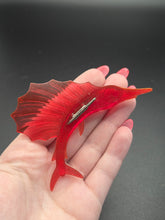 Load image into Gallery viewer, 1940s Huge Celluloid Red Swordfish Brooch
