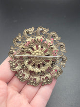 Load image into Gallery viewer, 1930s Czech Filigree Huge Red Glass Brooch
