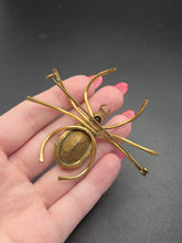 Load image into Gallery viewer, Edwardian Orange and Blue Glass Spider Brooch
