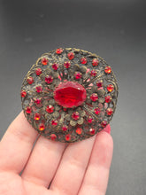 Load image into Gallery viewer, 1930s Neiger? Czech Red Glass Filigree Brooch
