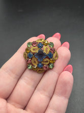 Load image into Gallery viewer, 1930s Czech Multicoloured Glass Filigree Brooch
