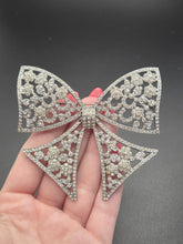 Load image into Gallery viewer, 1930s Art Deco Huge Glass and Chrome Bow Brooch
