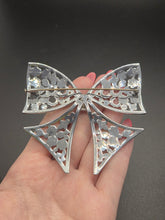 Load image into Gallery viewer, 1930s Art Deco Huge Glass and Chrome Bow Brooch
