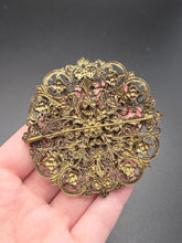 Load image into Gallery viewer, 1930s Czech Huge Green Glass Filigree Brooch

