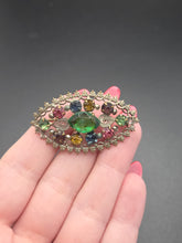 Load image into Gallery viewer, 1930s Czech Bright Multicoloured Glass Delicate Filigree Brooch
