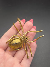 Load image into Gallery viewer, Edwardian HUGE Aqua Blue Glass Spider Brooch
