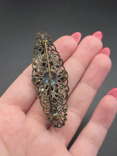 Load image into Gallery viewer, 1930s Czech Bright Blue Glass Filigree Brooch
