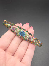 Load image into Gallery viewer, 1930s Czech Bright Multicoloured Glass and Enamel Bar Brooch
