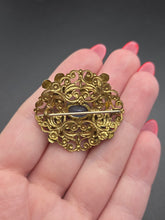 Load image into Gallery viewer, 1930s Czech Blue Glass Enamel Flower Brooch
