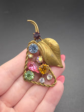 Load image into Gallery viewer, Early 1930s Czech? Brass and Multicoloured Glass Pear Brooch
