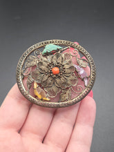 Load image into Gallery viewer, 1930s Chinese Filigree Glass Flower Brooch
