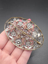 Load image into Gallery viewer, 1930s Czech Blue and Clear Filigree Brooch
