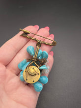 Load image into Gallery viewer, 1930s Delicate Blue and White Glass Flower Brooch

