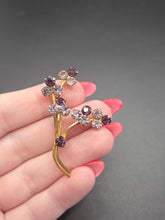 Load image into Gallery viewer, 1950s Purple and Pink Glass Flower Spray Brooch
