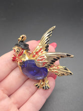 Load image into Gallery viewer, 1940s Huge Chunky Blue Glass Jelly Belly Bird Brooch
