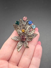 Load image into Gallery viewer, 1930s Czech Multicoloured Glass Filigree Flower Brooch
