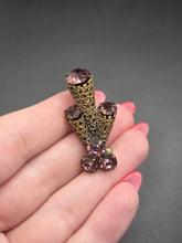 Load image into Gallery viewer, 1930s Czech Unusual Purple Glass Filigree Brooch
