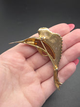 Load image into Gallery viewer, 1940s Torty Effect Bakelite and Metal Swordfish Brooch
