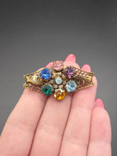 Load image into Gallery viewer, 1930s Czech Multicoloured Glass Filigree Brooch
