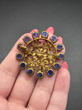 Load image into Gallery viewer, 1930s Czech Blue Openback Glass Brooch
