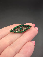 Load image into Gallery viewer, 1930s Tiny Czech Green Glass Filigree Brooch
