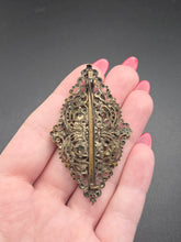 Load image into Gallery viewer, 1930s Czech Blue Satin Glass Filigree Brooch
