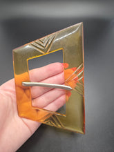 Load image into Gallery viewer, 1940s Rare HUGE Carved Apple Juice Bakelite Buckle

