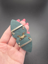 Load image into Gallery viewer, 1930s Deco Thick Carved Steely Dusky Blue Galalith Buckle
