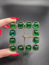 Load image into Gallery viewer, 1940s HUGE Green Glass Gem Buckle
