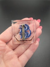 Load image into Gallery viewer, 1940s Reverse Carved Lucite Galleon Ship Brooch
