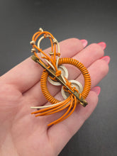 Load image into Gallery viewer, 1940 Make Do and Mend Orange Wirework Brooch

