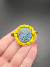 Load image into Gallery viewer, 1940s Blue and Yellow Wirework Make Do And Mend Brooch
