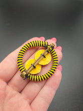 Load image into Gallery viewer, 1940s Make Do and Mend Yellow and Black Wirework Brooch
