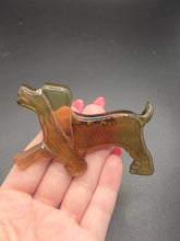 Load image into Gallery viewer, 1940s Brown Carved Lucite Dog Brooch
