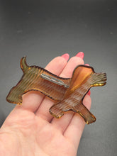 Load image into Gallery viewer, 1940s Brown Carved Lucite Dog Brooch
